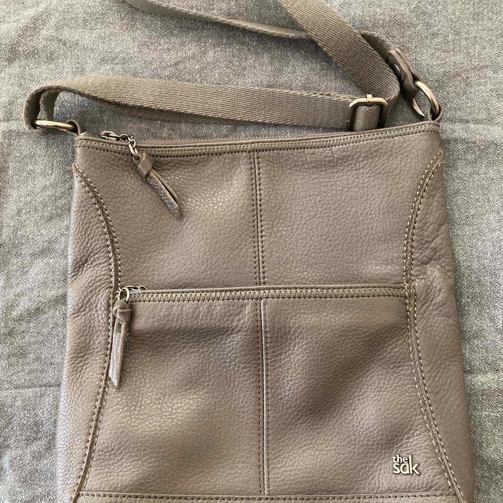 The Sak Grey Leather Crossbody Bag